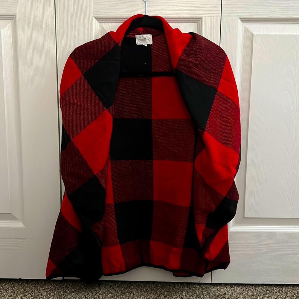 Red and black checkered cardigan size small